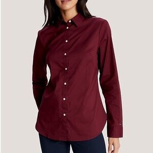 [NWT] Tommy Hilfiger Long Sleeve Button Down Classic Fit Burgundy Shirt - Sz 4